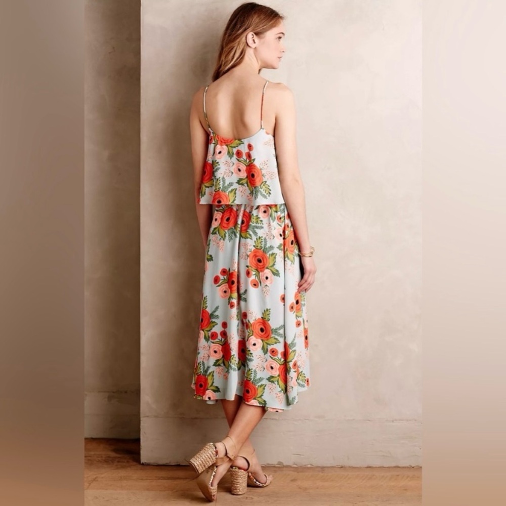 Anthropologie Paper Crown + Rifle Paper Co. Poppy Field Dress RARE size Large - Picture 2 of 11